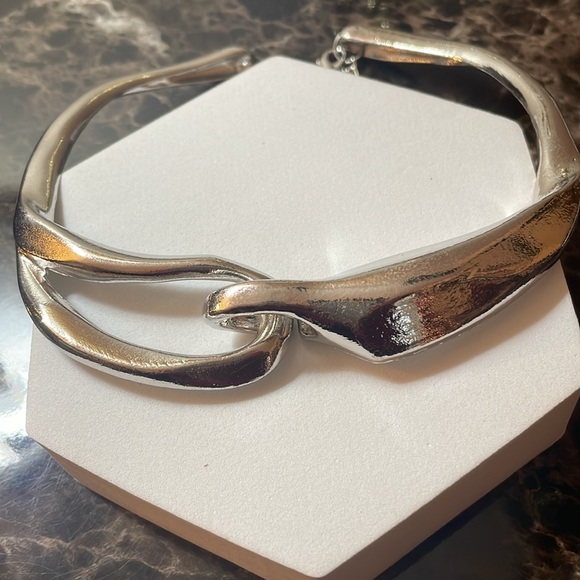 Silver Metal Asymmetrical Necklace - Picture 8 of 13